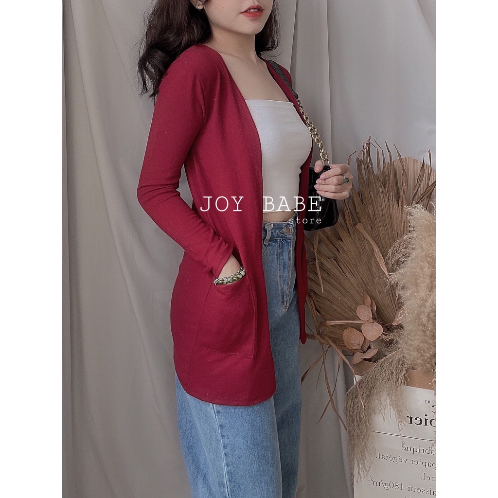 Áo khoác cardigan JOY BABE ❄ chất len mong manh, đẹp tựa Đà Lạt 💙 áo khoác kiểu thu hè, trơn đen form dài nữ KHOAC 1 -9D
