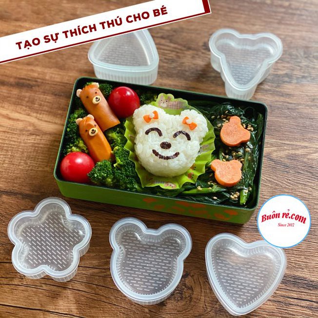 Set 7 khuôn cơm nắm bento KÈM THÌA tiện lợi – Khuôn cơm nhựa trong suốt an toàn sức khỏe 01471