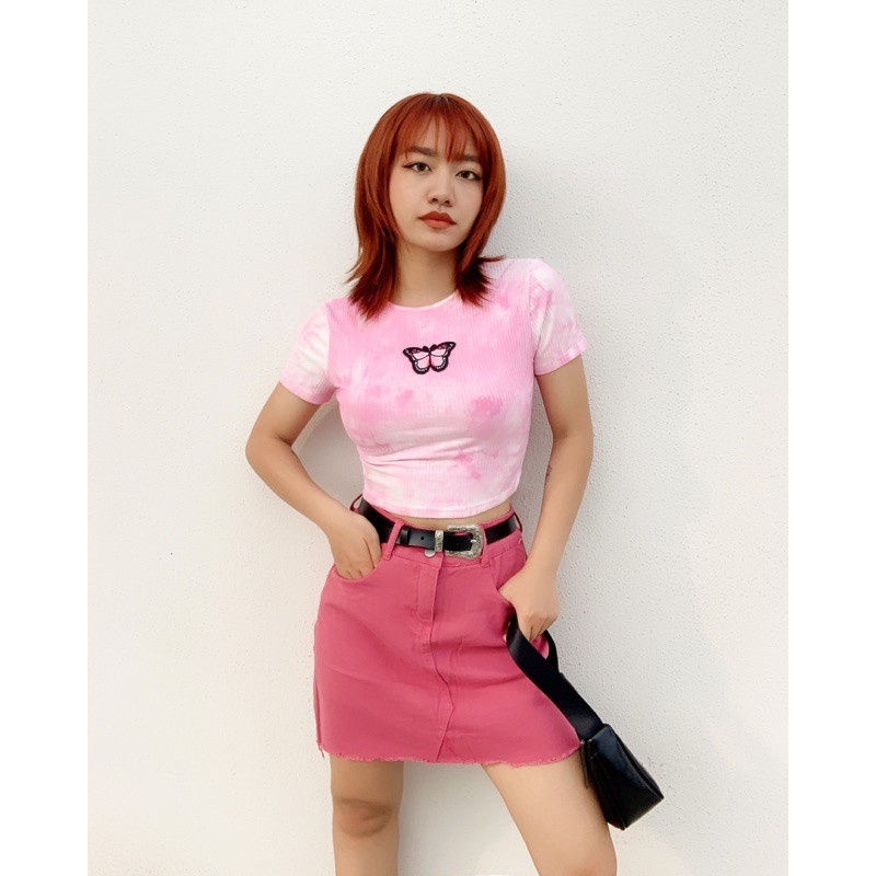 Áo croptop Pink Butterfly Top