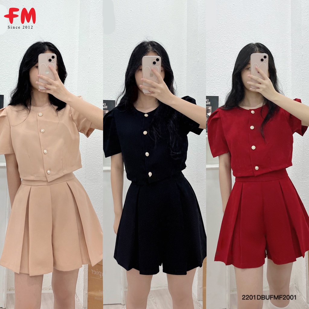 Set áo croptop kèm quần short dành cho nữ fmstyle | Set quần short áo kiểu thời trang Hàn Quốc | Fmstyle Shop 220121433