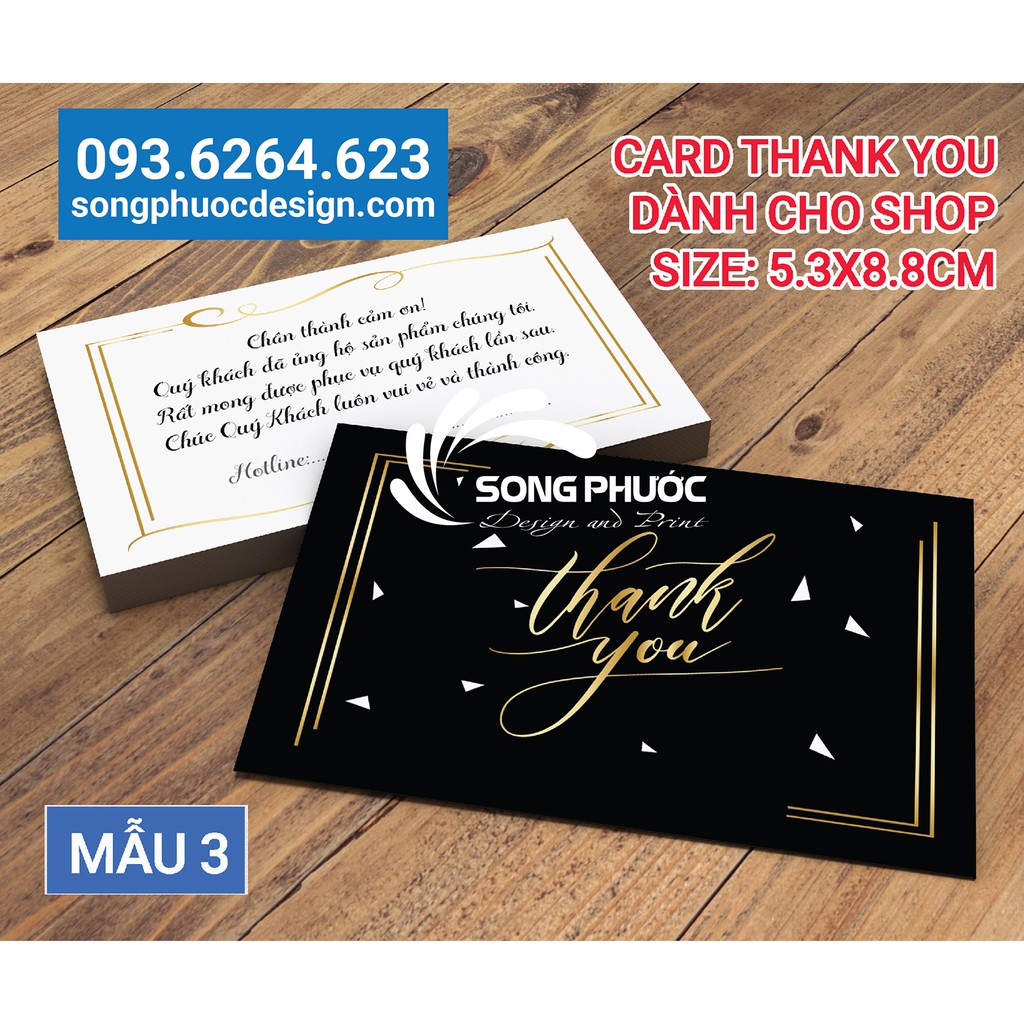 300 Thẻ Cảm Ơn Khách Hàng Nhiều Mẫu 3.8x10cm - In Song Phước