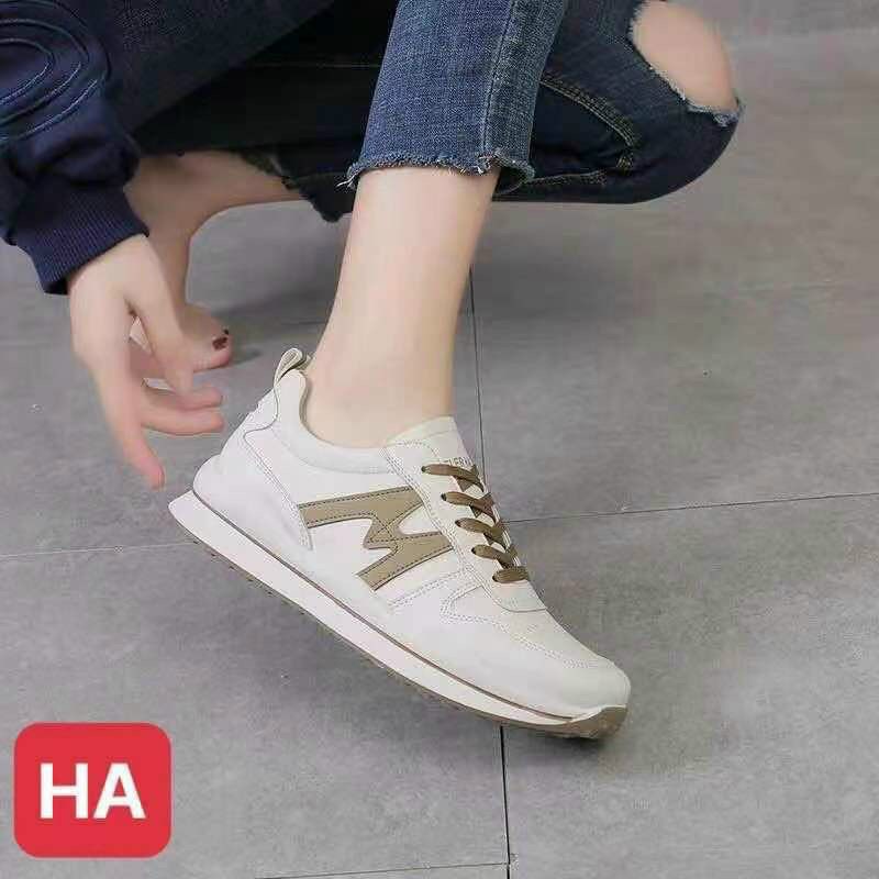 Giày thể thao da mịn chữ M trần nổi đế cao - 2P