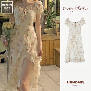 [Sẵn] Váy Hoa Nhí Xè Tà Tay Phồng Trễ Vai Ngọt Ngào Style Ulzzang Vintage Hanzars.studio 7