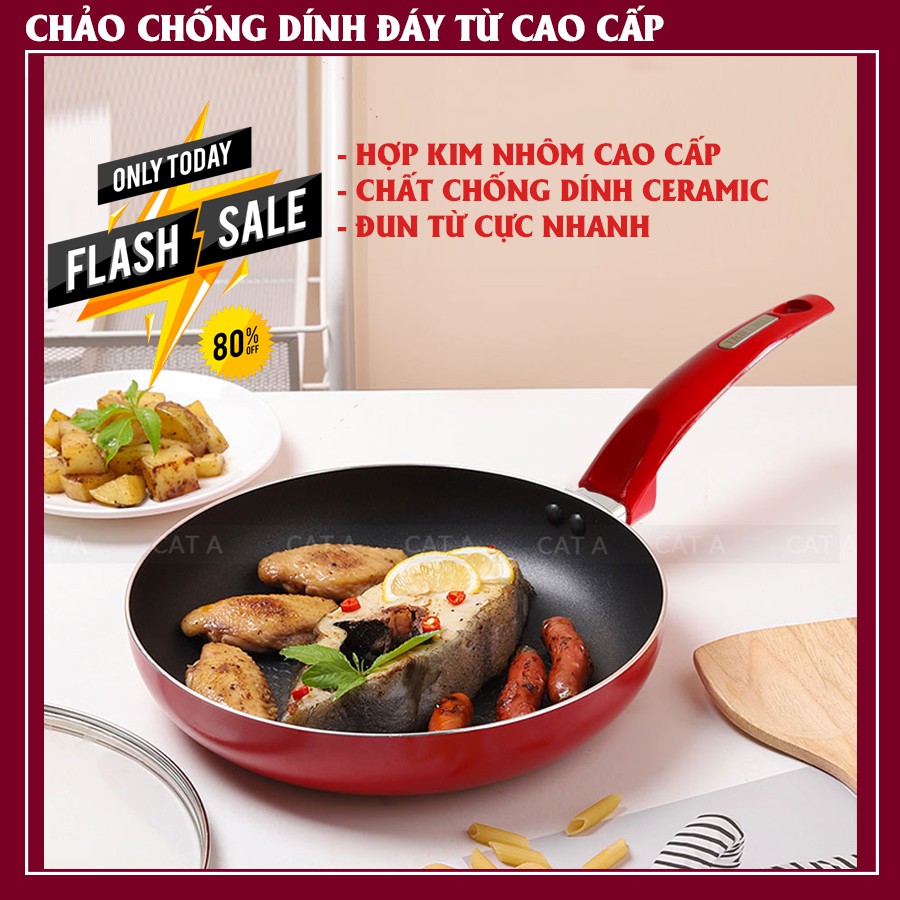 Chảo chống dính đáy từ hợp kim Nhôm cao cấp TFFP-525-24,bền đẹp, sang trọng, bắt từ siêu nhanh