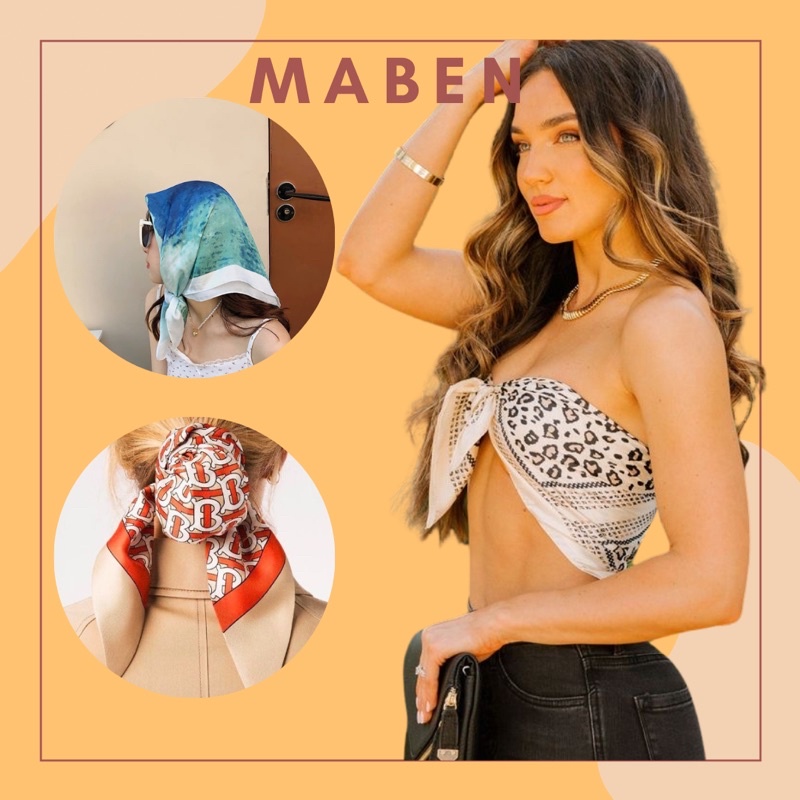 Khăn turban lụa vuông size 70x70cm nhiều mẫu - Maben