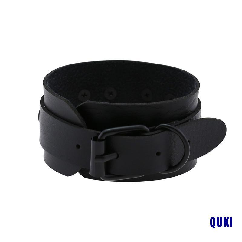 Vòng tay da unisex mặt hình trái tim phong cách gothic punk cá tính