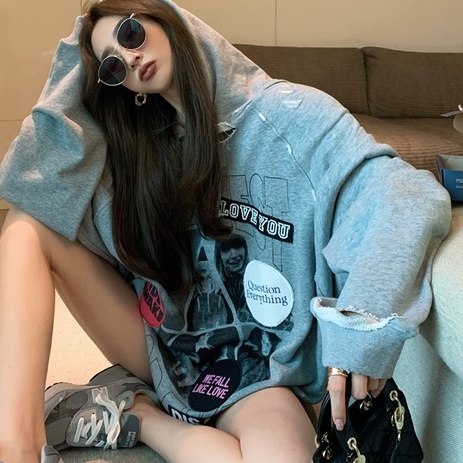 Áo Hoodie Form Rộng Thời Trang Năng Động Cho Nữ