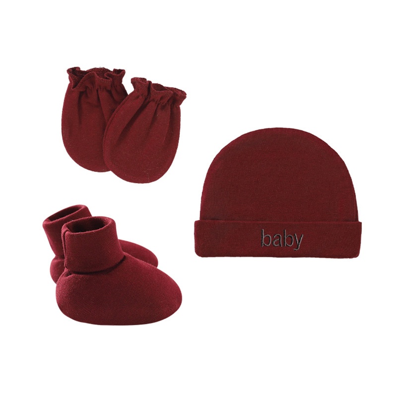 Bộ Vỏ Bọc Chân + Găng Tay + Mũ Bằng Cotton Một Lớp Giữ Ấm Cho Bé Sơ Sinh