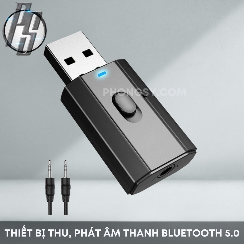 Thiết bị thu, phát âm thanh kết nối Bluetooth 5.0 Aux Rca cổng cắm Usb 3.5mm cho TV PC xe hơi