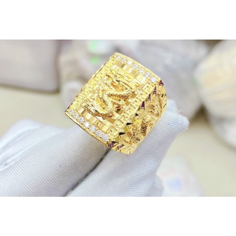 Nhẫn nam cao cấp dát vàng 18k mặt hình rồng nổi