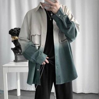 (A87) Áo sơ mi Ombre 4 màu(sẵn xanh xám)