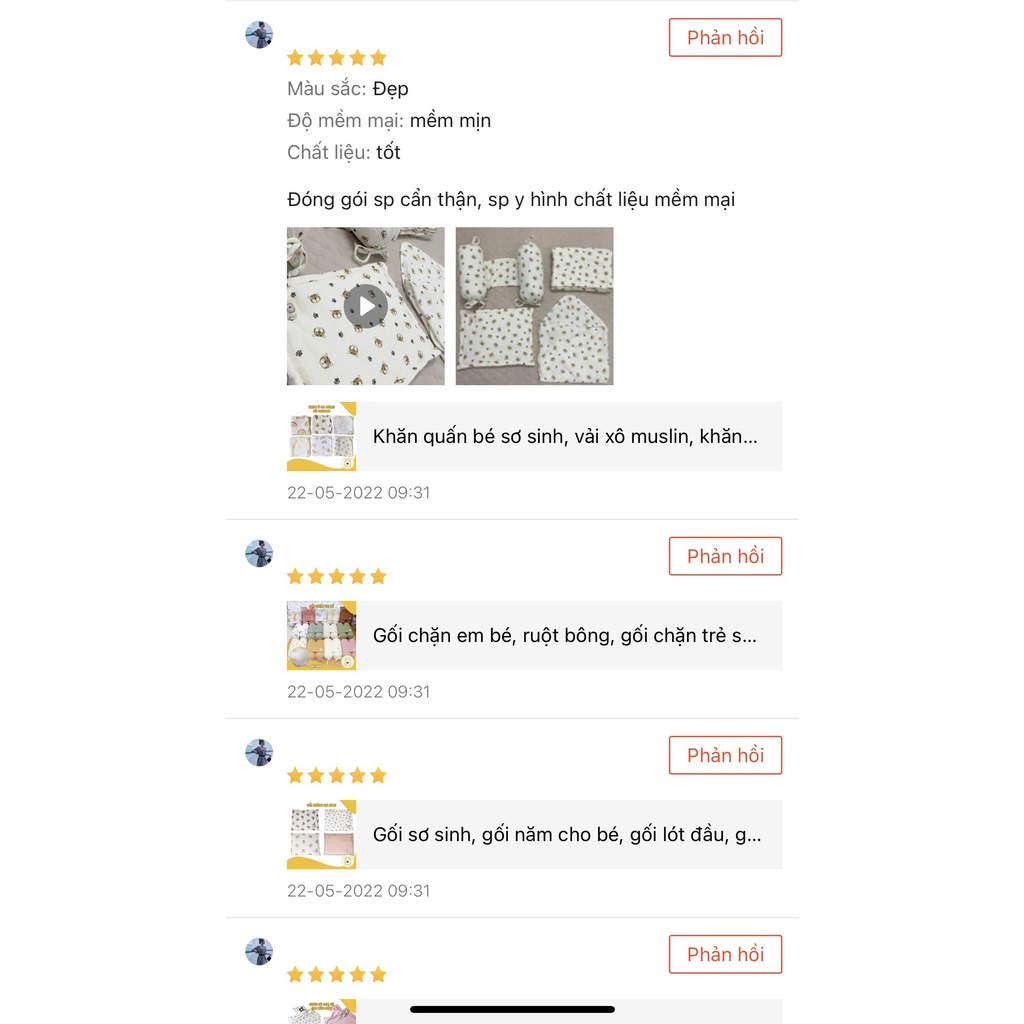 Combo set gối sơ sinh 4 món Petit Town xô muslin cho bé gái