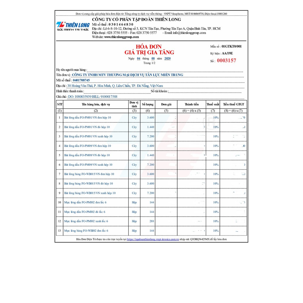 Hộp 10 cây Bút lông dầu FlexOffice FO-PM-09