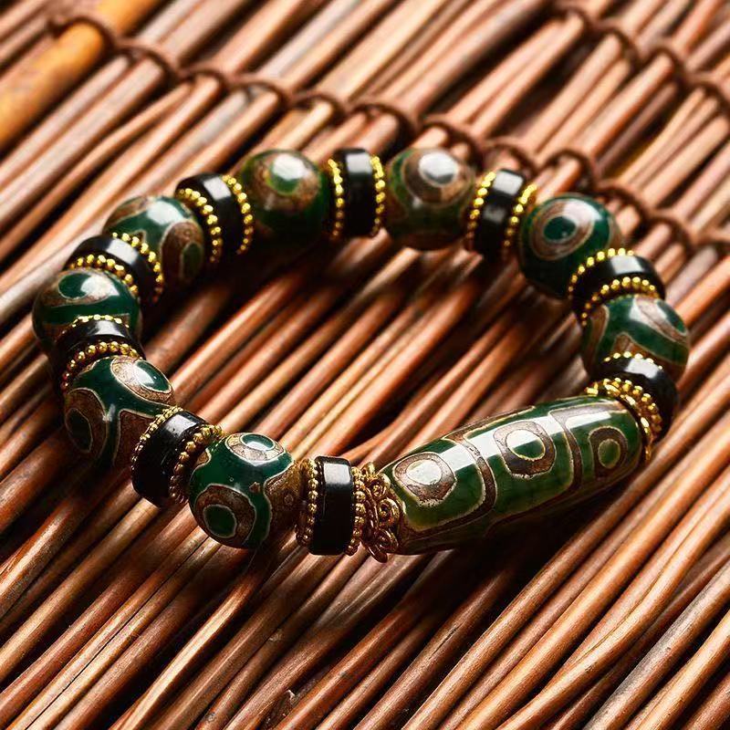 Vòng Tay Đá Mã Não Chín Mắt Tự Nhiên Phong Cách Retro Tây Tạng Cho Nam Nữ # 8