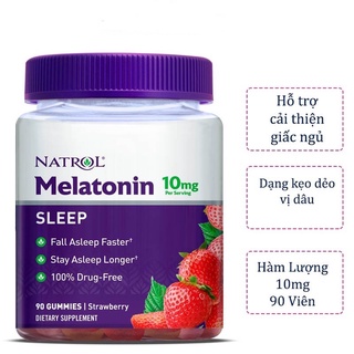 Kẹo dẻo ngủ ngon Natrol Gummies Melatonin 10mg  90 viên - Hàng Mỹ 