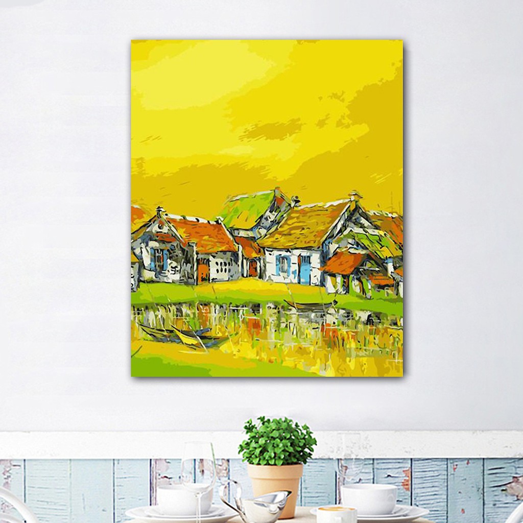 Tranh tô màu 40x50cm có khung Nếp Vàng TVN1
