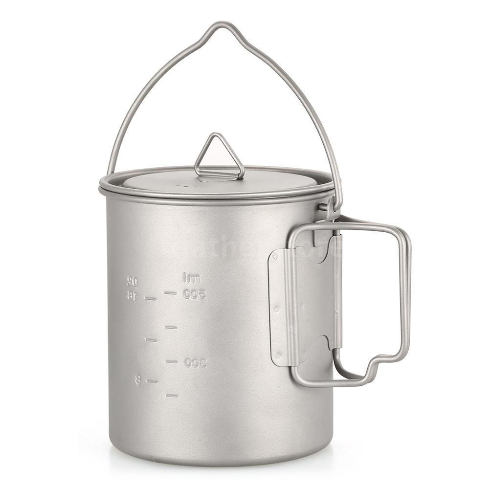 Ấm nấu nước bằng titan dung tích 750ml dùng đi cắm trại