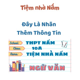 Combo Nhãn Vở Thiết Kế Theo Tên Môn Học, Sách Vở Basic