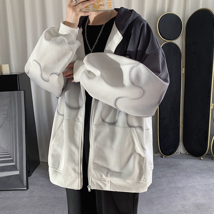 Áo Hoodie Nhuộm Màu Gradient Dáng Rộng Thời Trang Xuân Thu Cho Nam