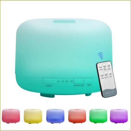 Máy Khuếch Tán Tinh Dầu 500ml có REMOTE Cao Cấp, Chuyên Dụng - Máy Phun Sương Công nghệ Siêu Âm, Đèn LED Trang Trí