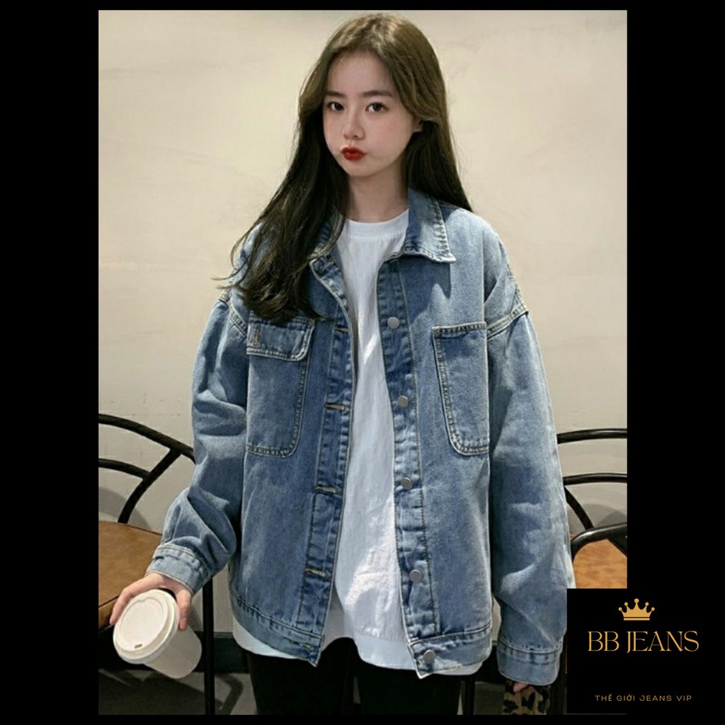 [mới] Áo khoác jean nữ BB 2 túi dưới dễ thương cao cấp giá rẻ size 39-62kg