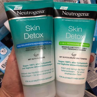 Tẩy da chết mặt Neutrogena Skin Detox thải độc sạch lỗ chân lông sáng da Đức