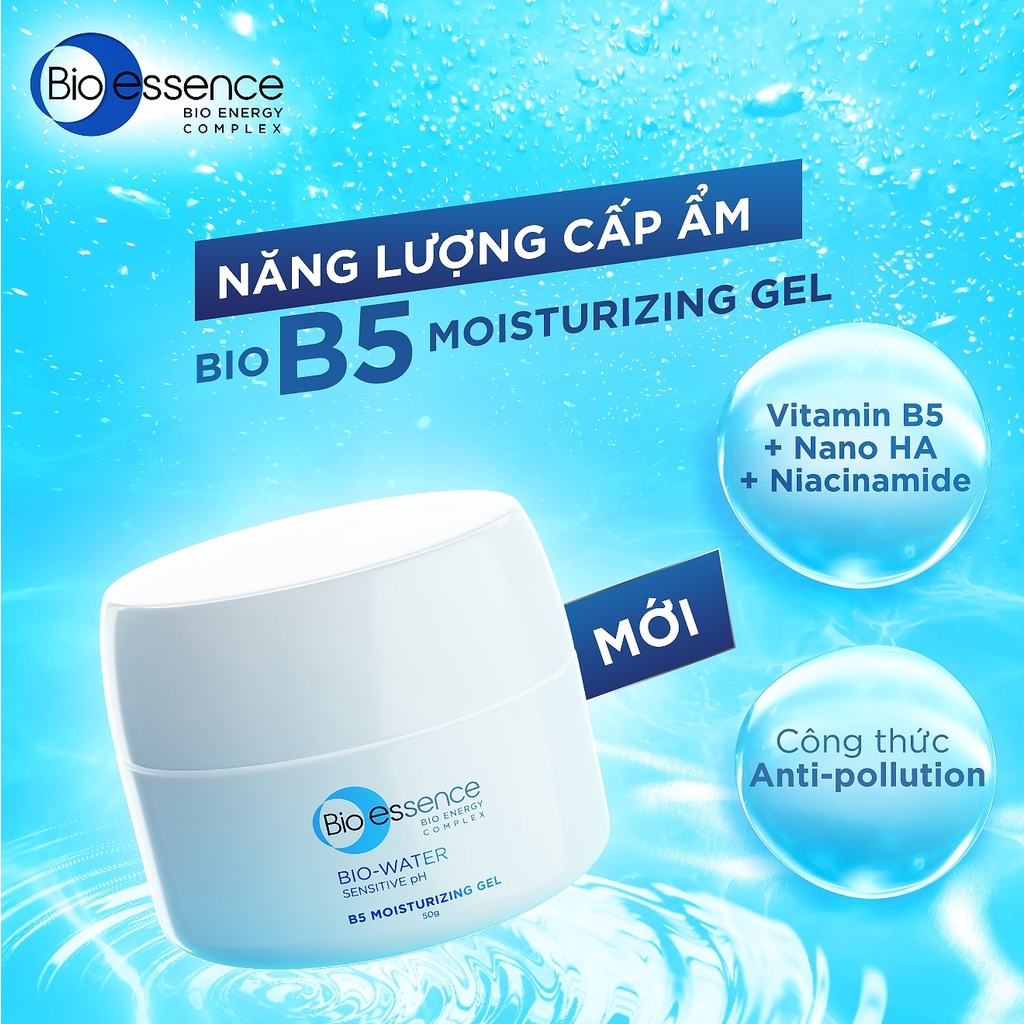 Combo dưỡng ẩm Bio-Essence Bio-Water (Tinh chất Vitamin B5 30ml+ Kem Moist-in Gel 50g)