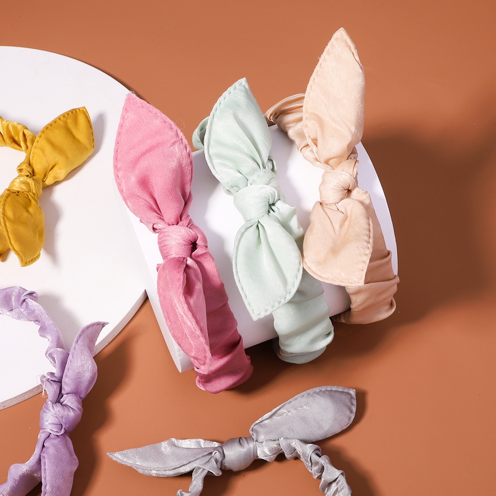 Băng đô KIDSBOWS da lộn mềm mại thắt nơ màu trơn co giãn phong cách vintage thời trang cho nữ