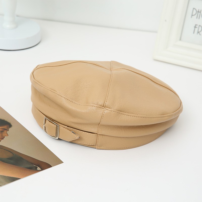 MŨ NỒI BERET TIỂU THƯ KHUY CHẤT LIỆU PU NHIỀU MÀU PHONG CÁCH HÀN QUỐC MÙA THU ĐÔNG MẪU MỚI 2021 MN13