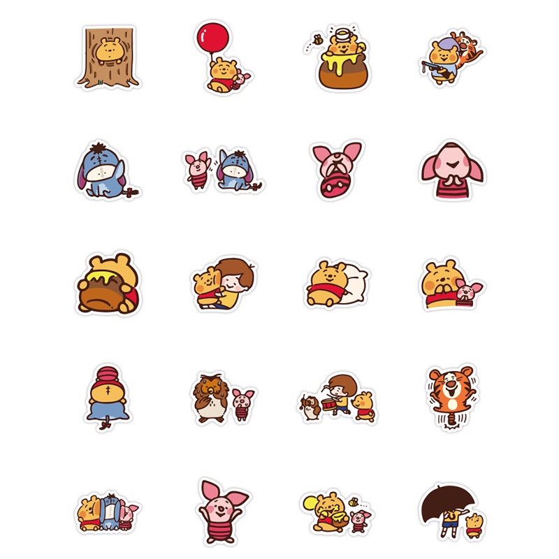 Bộ 40 miếng dán trang trí hình gấu hoạt hình đáng yêu