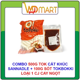 Bánh gạo hàn quốc tokbokki cắt khúc Sanadle 500g + 100g sốt tokbokki