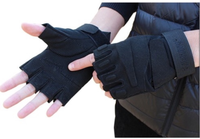Găng tay xe máy chống nắng đi phượt hở ngón Black-EAGLE