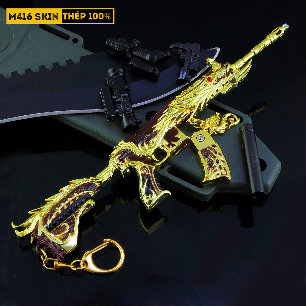 Mô Hình PUBG M416 Skin Ultimate Dragon Tặng Kèm 3 Scope Và Kệ Trưng Bày 19cm