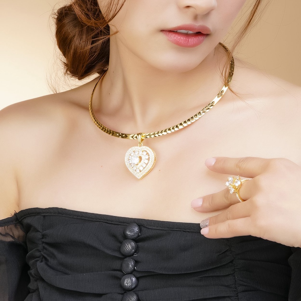 Mặt Dây Chuyền Trái Tim UHA mạ vàng 18K kiểu dáng sang trọng M899152-140