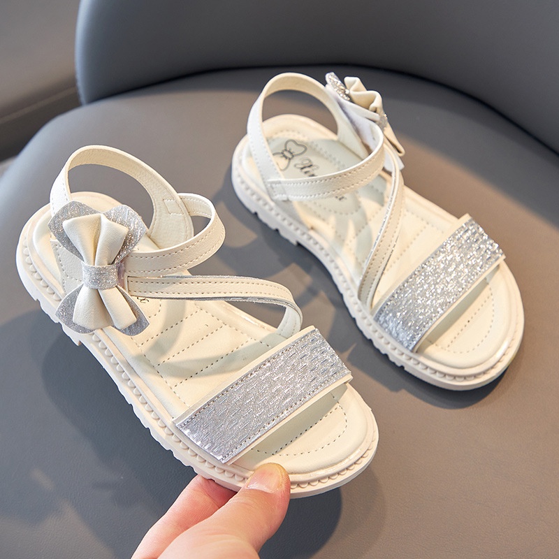 Dép Sandal Bé Gái Từ 2-15 Tuổi Đính Nơ Dễ Thương Đế Êm Chống Trơn Trượt Phong Cách Công Chúa Hàn Quốc D53