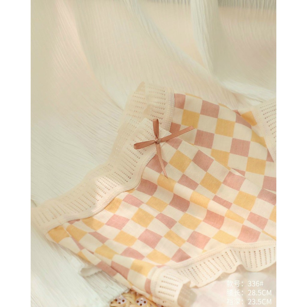 Quần Lót Nữ - Hộp 3 Quần Lót Chất Cotton Cao Cấp Kiểu Dáng Kẻ Caro Hàn Quốc Dễ Thương