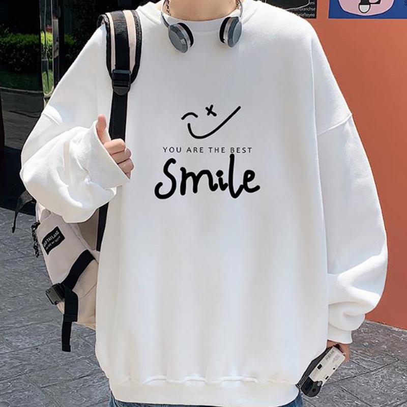 Áo nỉ đôi form rộng ,áo sweater thu đông cực chất in hình smile AMZ6