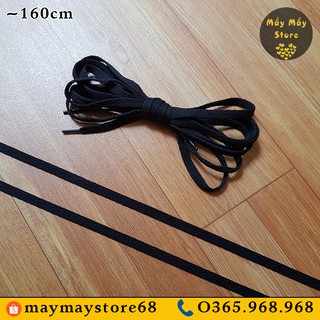 Dây Giày Dẹt Đen Dài 160cm (Cho Giày Cổ Cao Có 8-10 Lỗ Xâu)