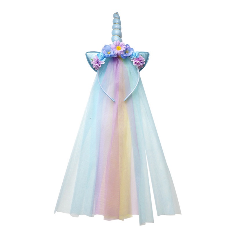 Ygt Băng Đô Cài Tóc Hình Sừng Kỳ Lân Đính Hoa Handmade Dễ Thương Cho Bé Gái