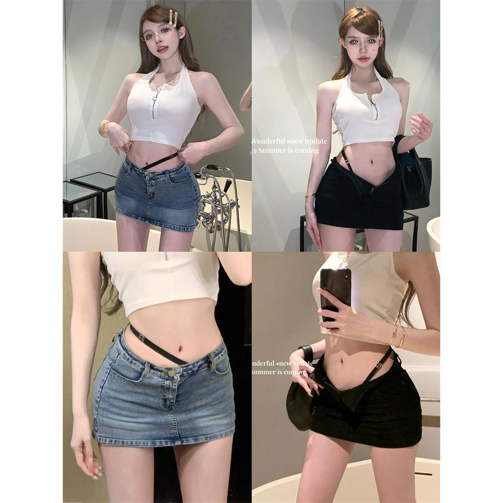 QADCOL Chân váy jean Lưng Cao Ôm Dáng Phong Cách Retro Thời Trang Mùa Hè Cho Nữ