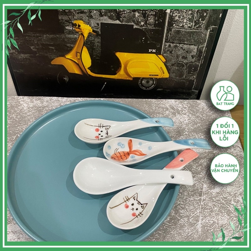 Thìa Sứ Muôi Sứ Hoạ Tiết Vẽ Tay Nhiều Mẫu Thìa Cơm Muỗng Ăn Phở Sứ Bát Tràng Cao Cấp