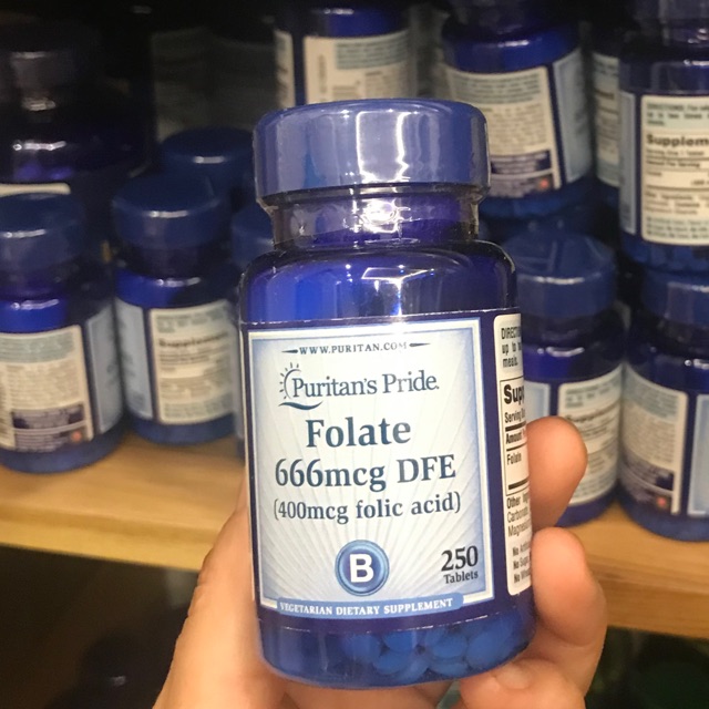 400mg folic acid 250viên Puritan pride Folate 666mcg DFE