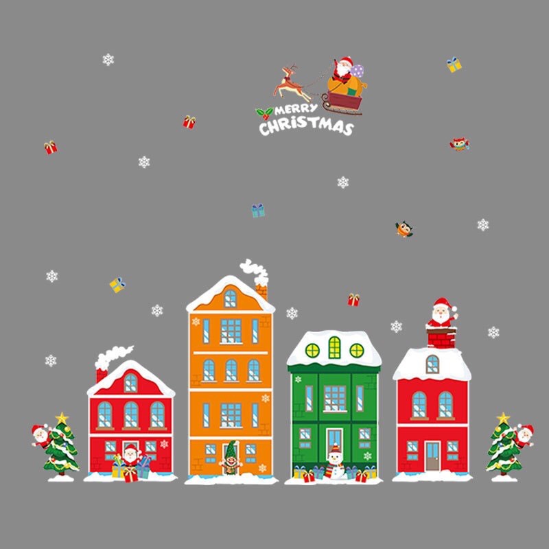 Decal trang trí Noel - Thành Phố lớn sắc màu đón giáng sinh