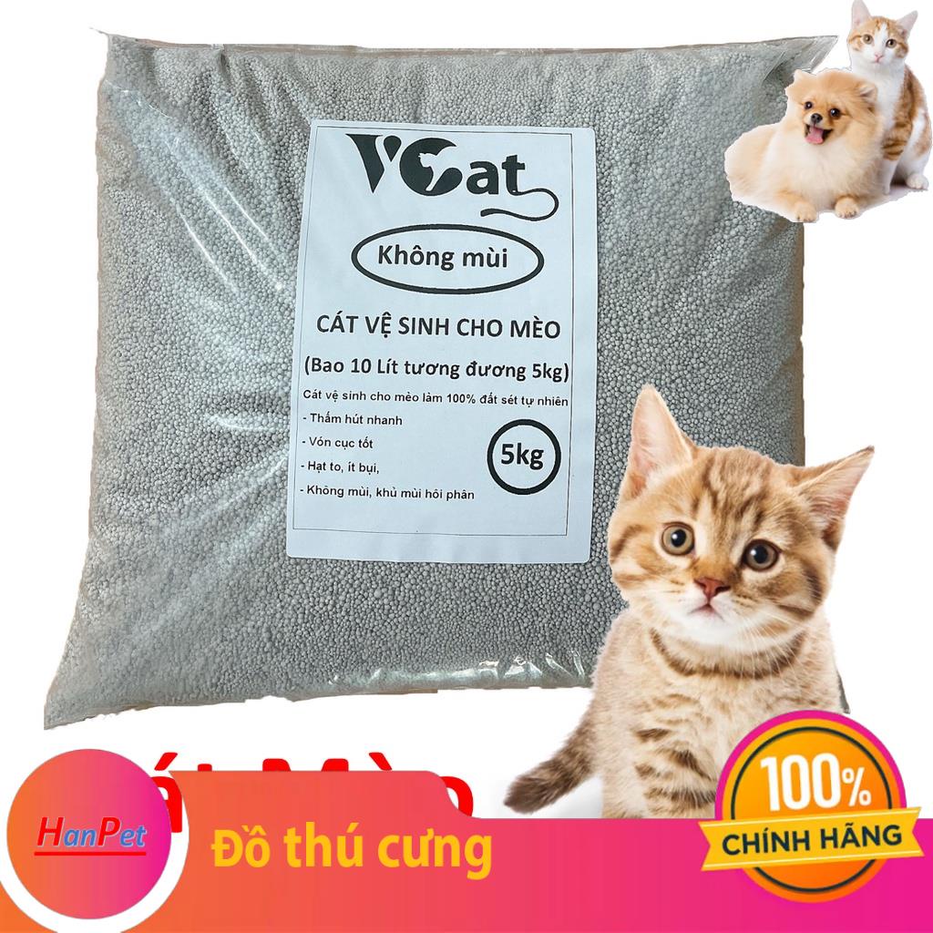 (Bao lớn 10L=5kg) VCAT CÁT VỆ SINH CHO MÈO hạt to không bụi vón cục nhanh