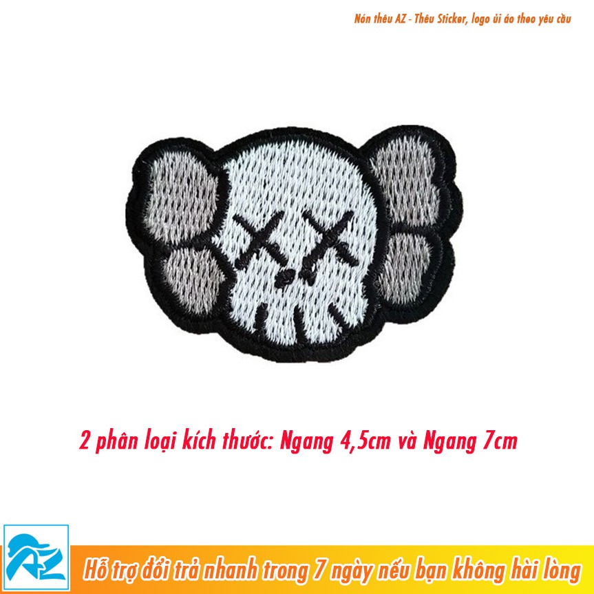 Patch vải thêu hình Kaws - Sticker Logo ủi quần áo balo Kaw S100