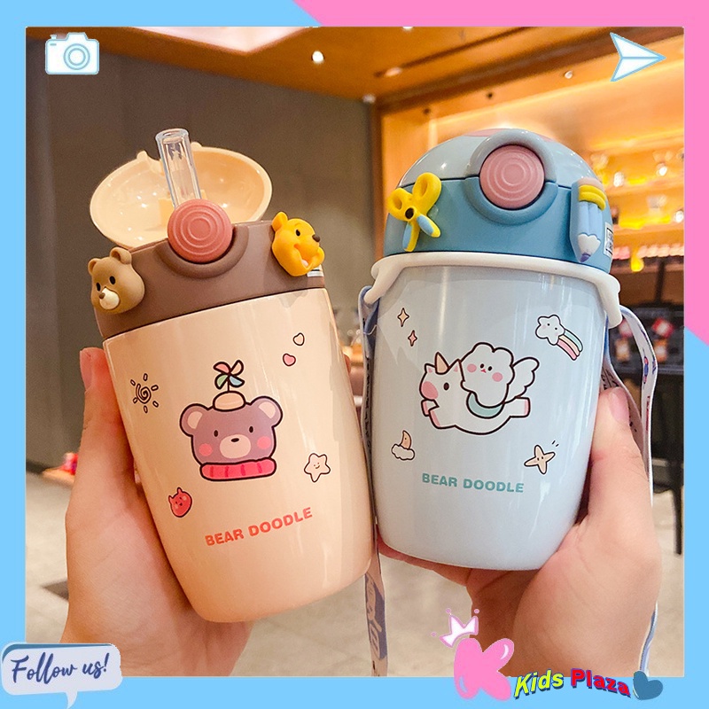 Bình giữ nhiệt có ống hút cao cấp 280ml , Bình nước giữ nhiệt cho bé mini giữ nóng lạnh cute A22