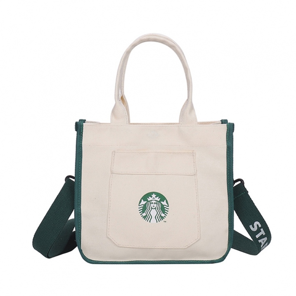Túi Tote Vải Canvas Đựng Cơm Trưa Cỡ Lớn Họa Tiết Starbucks Chất Lượng Cao