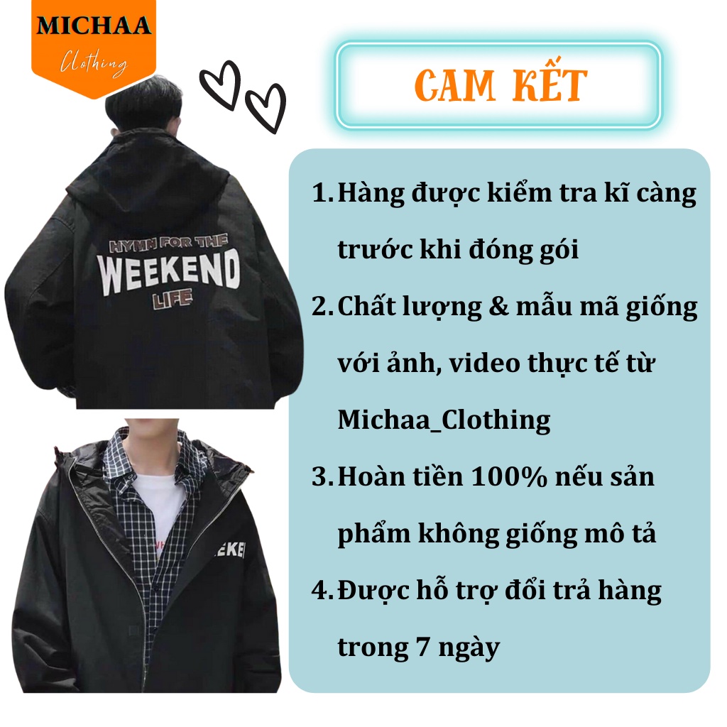 Áo Khoác Bomber Dù WEEKEND Nam Nữ Ulzzang Unisex 2 Lớp Form Rộng - MICHAA