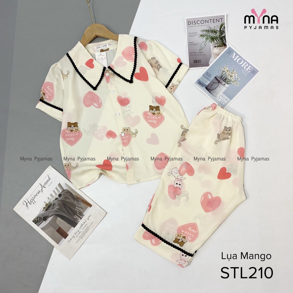 Bộ đồ ngủ Lửng lụa mango, chất mềm mịn mát, quần có túi, đủ size 40-65kg