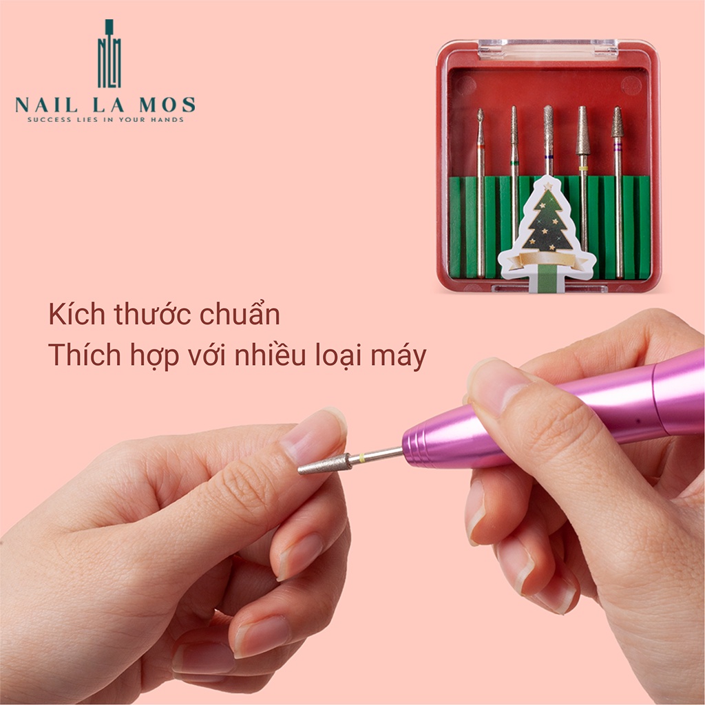 Set đầu mài Christmas 5 chiếc tiện lợi - Hộp đầu mài phá, mài mịn, mài da bền đẹp chuyên dụng
